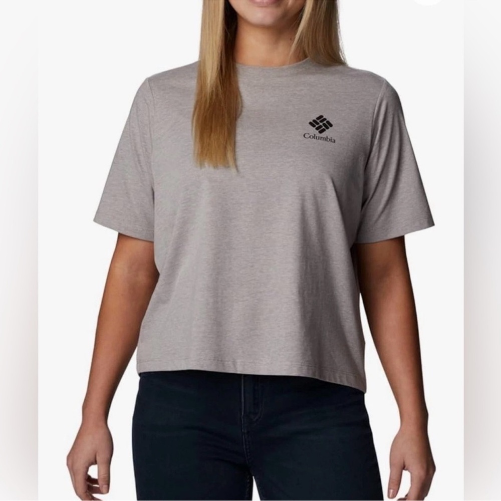 Columbia Heather Gray Framed Halftone Logo North Cascades Relaxed T - Shirt